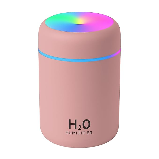 Tikkitots Ultrasonic Air Humidifier & Essential Oil Diffuser | Quiet Cool Mist Maker | for Car Home Office | Multicolour LED | Compact & Stylish Electric Design | 300ml Tank | Pack of 1