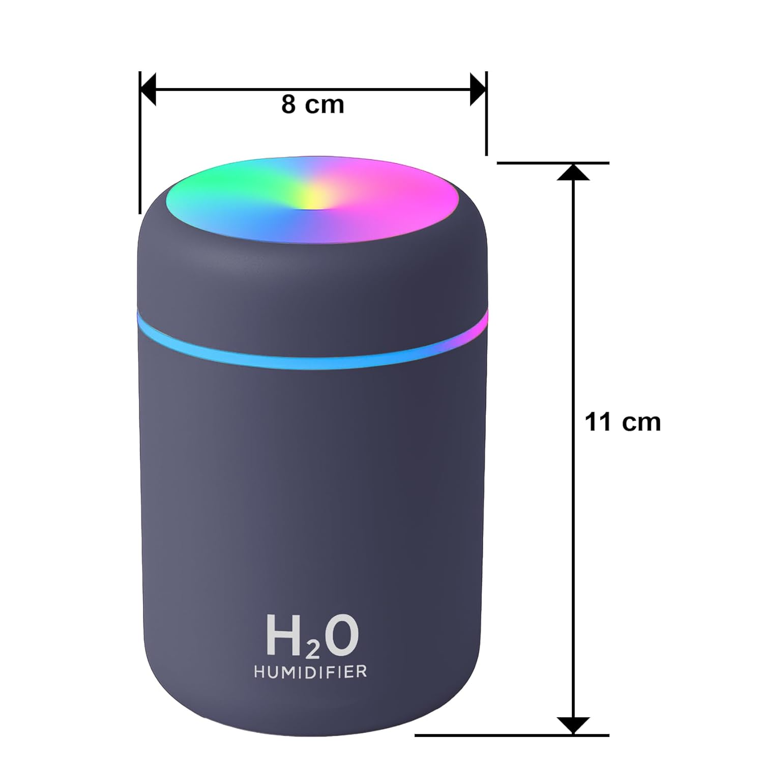 Tikkitots Ultrasonic Air Humidifier & Essential Oil Diffuser | Quiet Cool Mist Maker | for Car Home Office | Multicolour LED | Compact & Stylish Electric Design | 300ml Tank | Pack of 1