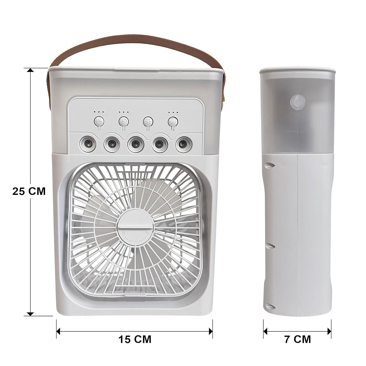 Tikkitots Portable Mini Room Air Cooler Fan | USB Powered | 3 Wind Speeds 3 Mist Modes 7 Colour LED Light & Timer | Compact AC for Home Office Travel | Multicolour | Pack of 1
