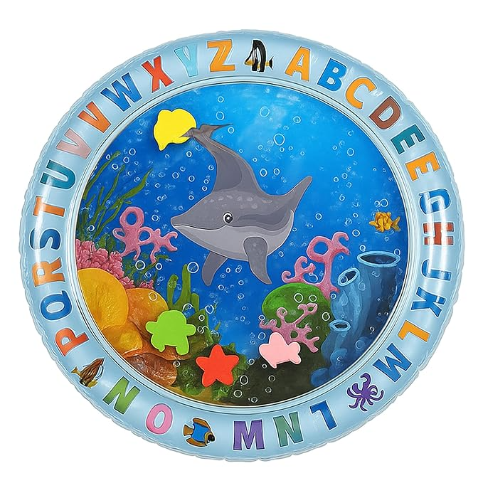 Tikkitots Tummy Time Water Play Mat for Babies | Inflatable Baby Water Mat for Sensory Stimulation, Visual Learning & Motor Skills | Leak-Proof PVC, Foldable & Portable for Travel | 3–12 Months