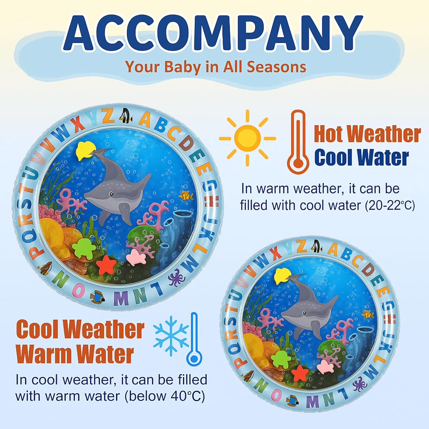 Tikkitots Tummy Time Water Play Mat for Babies | Inflatable Baby Water Mat for Sensory Stimulation, Visual Learning & Motor Skills | Leak-Proof PVC, Foldable & Portable for Travel | 3–12 Months