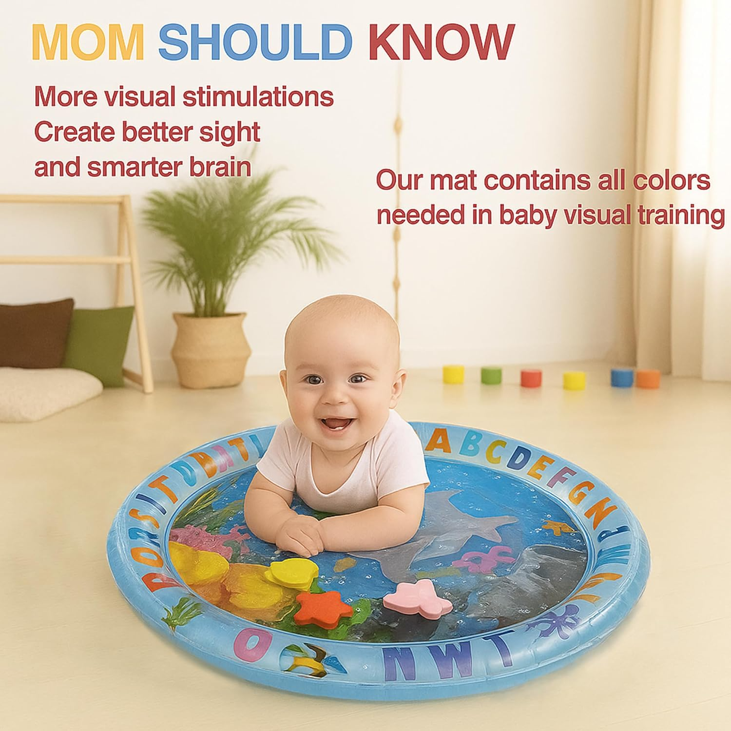 Tikkitots Tummy Time Water Play Mat for Babies | Inflatable Baby Water Mat for Sensory Stimulation, Visual Learning & Motor Skills | Leak-Proof PVC, Foldable & Portable for Travel | 3–12 Months