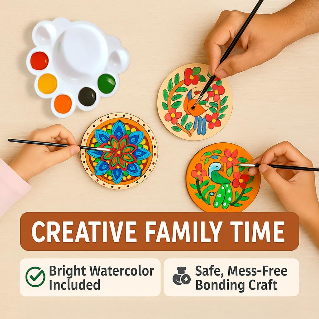 Tikkitots Mandala Painting Kit with Acrylic Colours | 4 Inch Pre Marked Canvas | DIY Art for Beginners Adults & Kids | Fun Easy & Relaxing Creative Craft Set | Gifting & Home Decor