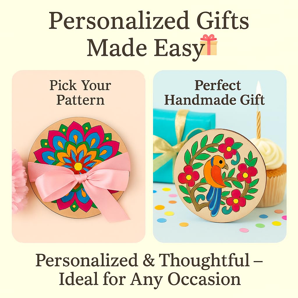 Tikkitots Mandala Painting Kit with Acrylic Colours | 4 Inch Pre Marked Canvas | DIY Art for Beginners Adults & Kids | Fun Easy & Relaxing Creative Craft Set | Gifting & Home Decor