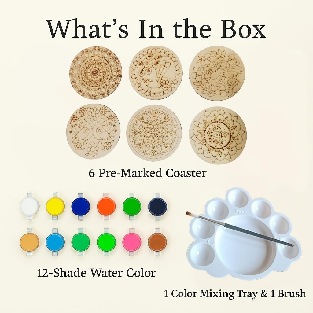 Tikkitots Mandala Painting Kit with Acrylic Colours | 4 Inch Pre Marked Canvas | DIY Art for Beginners Adults & Kids | Fun Easy & Relaxing Creative Craft Set | Gifting & Home Decor