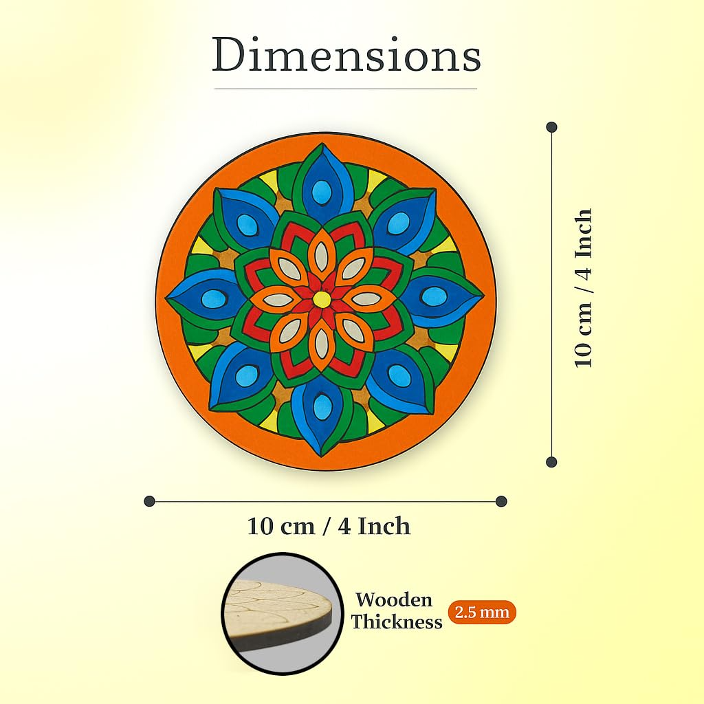 Tikkitots Mandala Painting Kit with Acrylic Colours | 4 Inch Pre Marked Canvas | DIY Art for Beginners Adults & Kids | Fun Easy & Relaxing Creative Craft Set | Gifting & Home Decor