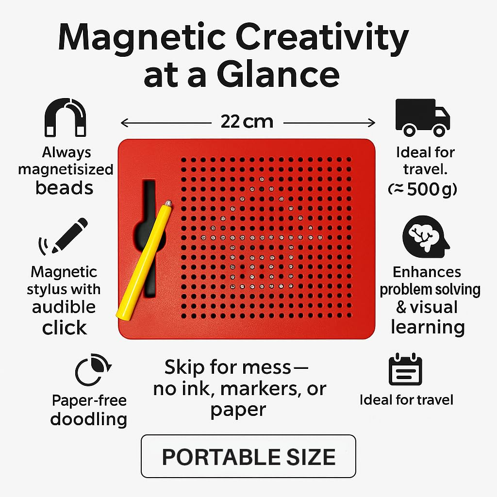 Tikkitots Educational Magnetic Drawing Pad for Kids | Learning & Fun Drawing Activity Board | Ideal for Birthday Return Gifts | for Ages 3 and Up | Small Size | Multicolour | Pack of 1