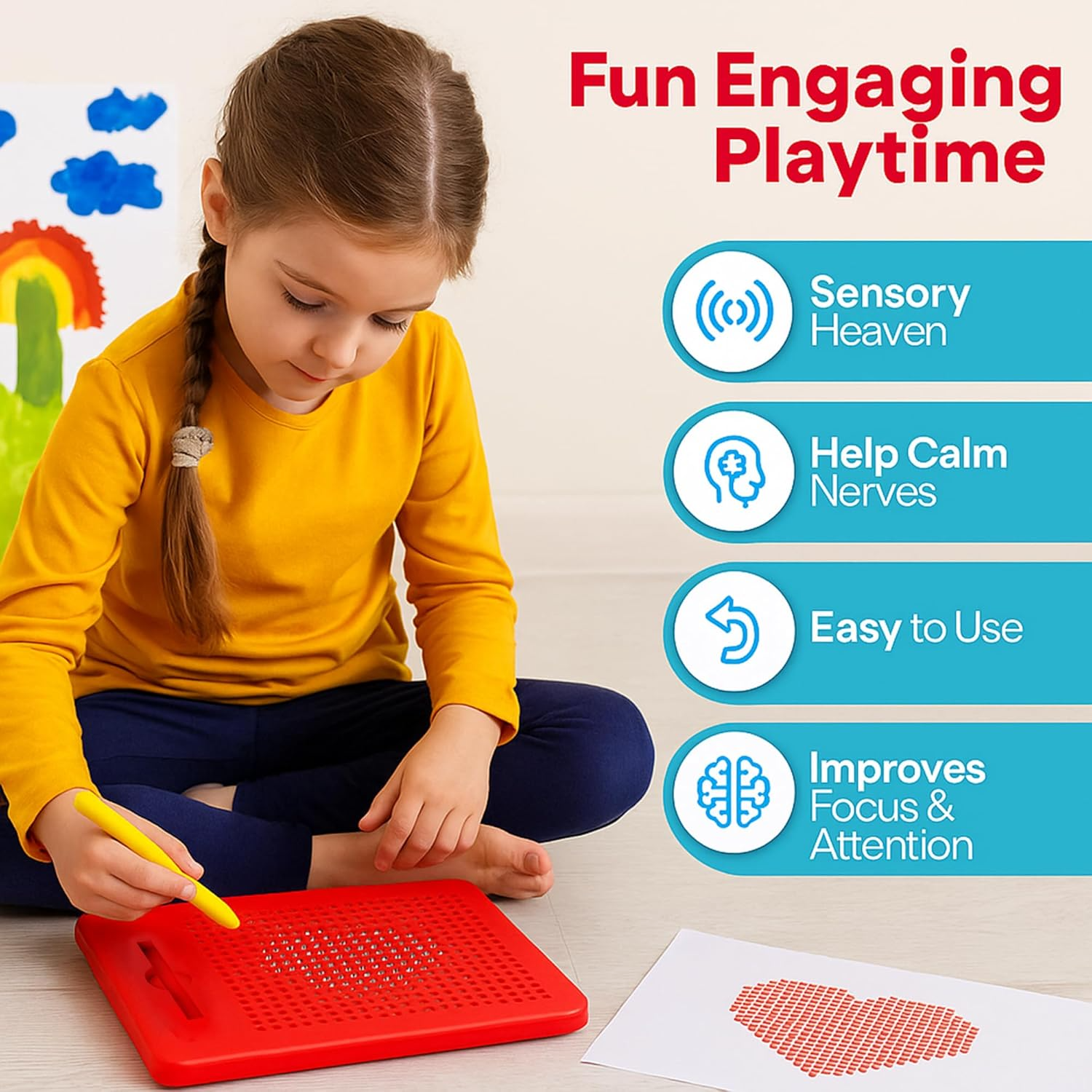 Tikkitots Educational Magnetic Drawing Pad for Kids | Learning & Fun Drawing Activity Board | Ideal for Birthday Return Gifts | for Ages 3 and Up | Small Size | Multicolour | Pack of 1